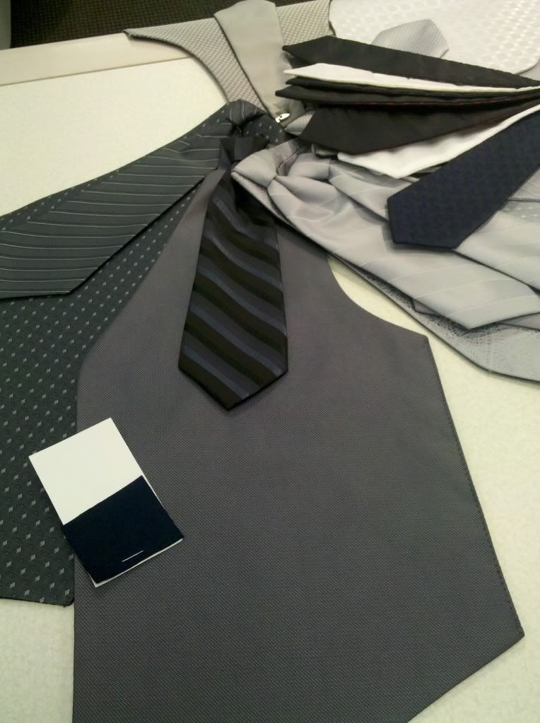Grey vest with black grey striped tie Tux colors wedding Greyvest