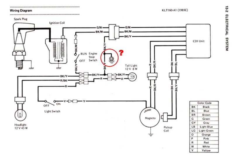 85 Kawasaki Klt 160 Wiring Question