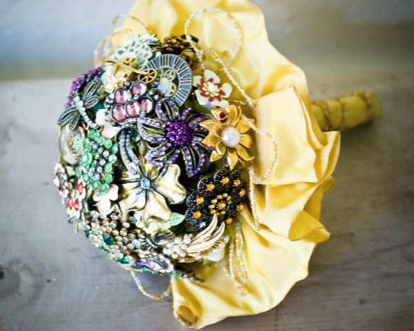 Bridal Bouquet Made of Vintage Brooches