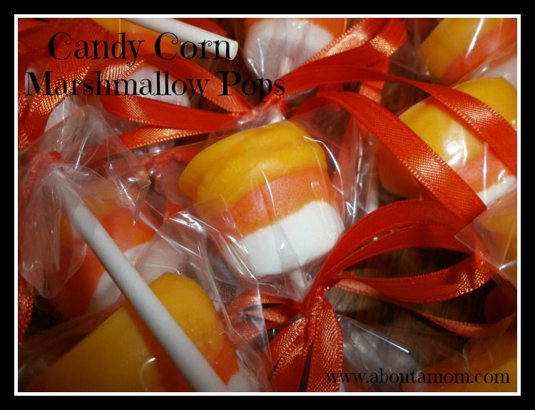 Candy Corn Marshmallow Pops - About A Mom