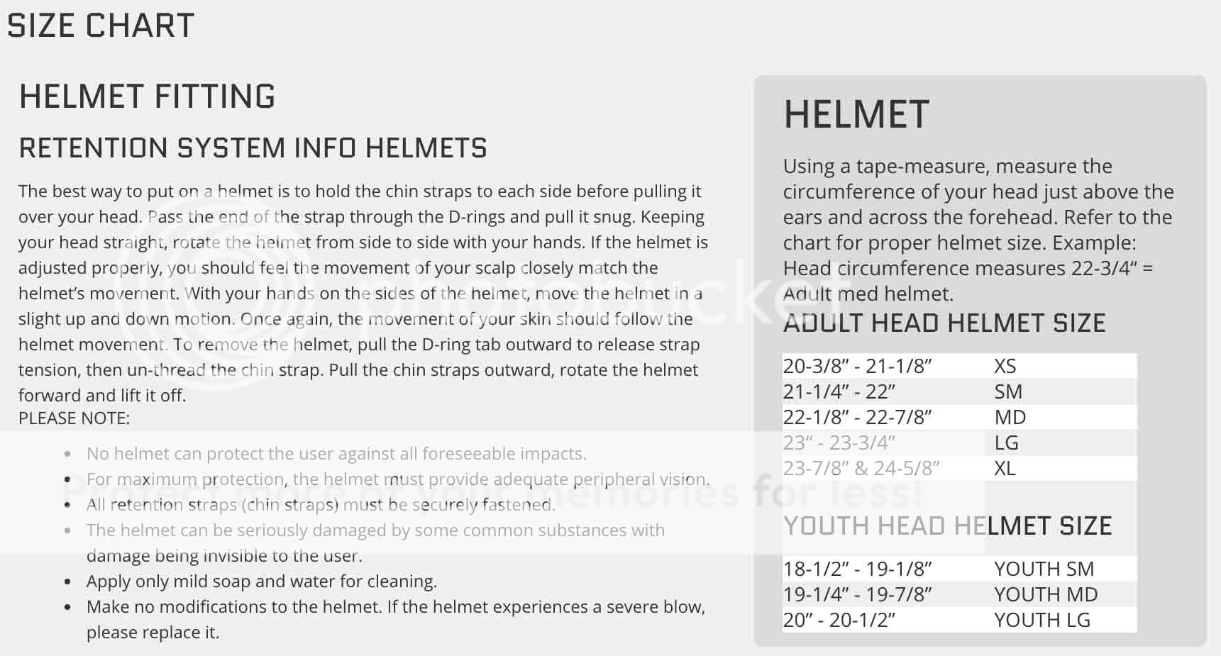 Msr Helmet Size Chart