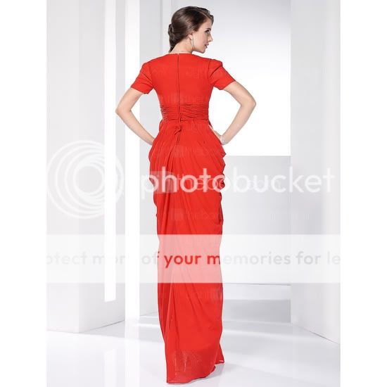   Free Ship 2012 Hot Prom Gown Long Evening Dresses Custom Short Sleeve