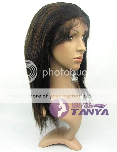 100% Indian Remy Human Hair Full Lace Wig Yaki Straight 14 1B 30 YAKY 