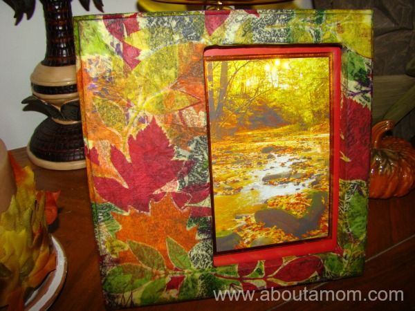 Fall Decoupage How To at About A Mom - Using Pretty Paper Napkins