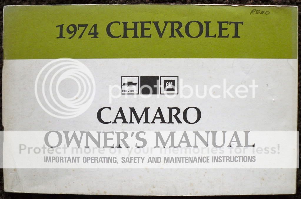 CHEVROLET CAMARO 1974 ILLUSTRATED OWNERS MANUAL