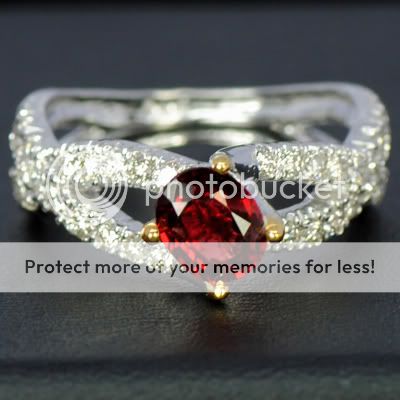 14k White Gold Natural Top Blood Red Spinel Diamond Ladies Engagement 