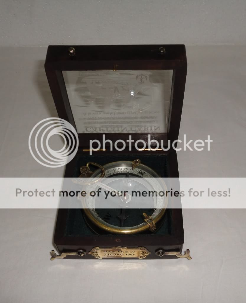   Compass + Magnifying Glass and With Wooden Glass Box Vintage  