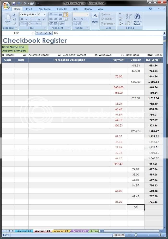 Enter in the payment or deposit amount and it calculates your balance