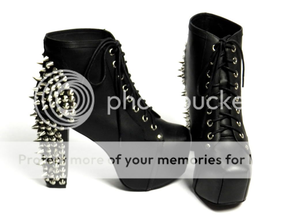 JEFFREY CAMPBELL LITA SPIKE LEATHER PLATFORM BOOTS HEELS SPIKES 